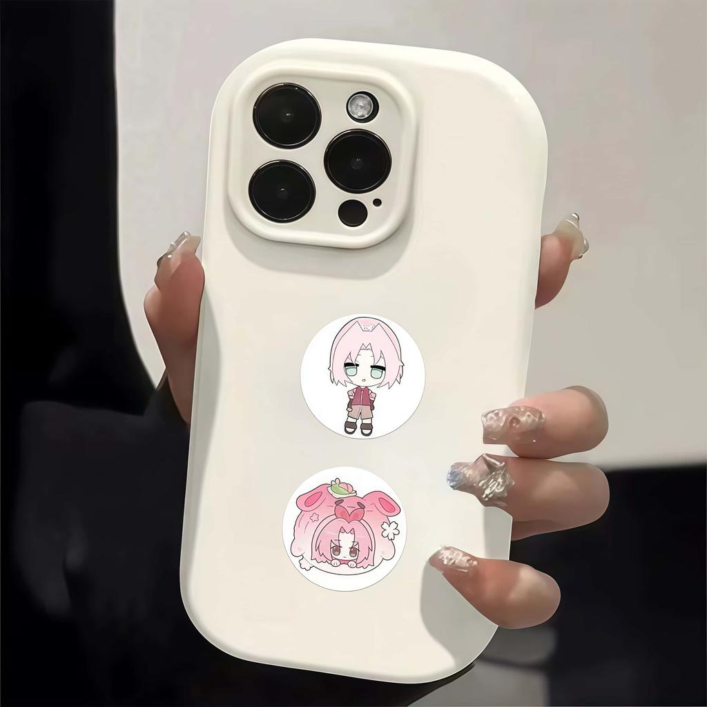500Pcs Naruto Sakura Haruno Chibi Sticker Roll, Round Cute Pink Anime Character Decals for DIY, Laptop & Gift Decor