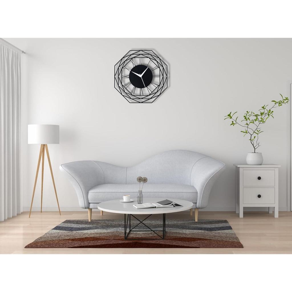 Wall Clock for Home, Office, Living Room, Bedroom, Kids Room and Kitchen (35 X 35 Cm) | Stylish Latest Home Decor | Black Color (Battery Included)