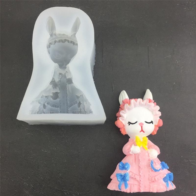 Rabbit Mold for Candle Making Silicone Mold Resin Ornaments Epoxy Mold for Making Soap Craft X3UC
