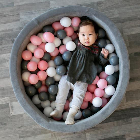 100Pcs/Set 3 Colors Pit Ball Black White Pink Thickened PE Crush Proof BPA Phthalate Free Safe Indoor Outdoor Baby Toddler Kids Round Ocean Ball Pool