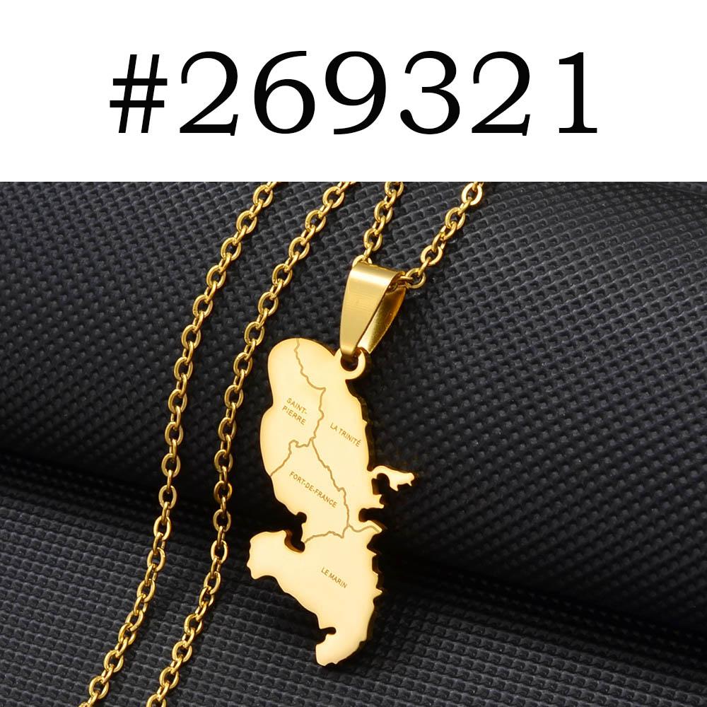 Anniyo Martinique Map With Cities Name Pendant Necklaces Jewelry for Women Girls @269321