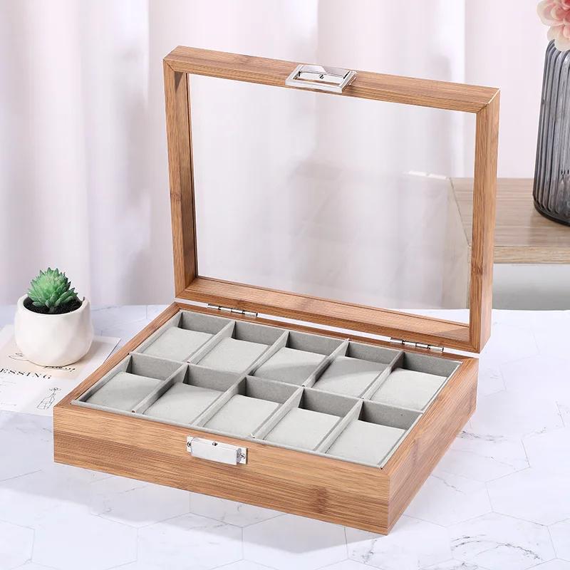 Wood Watch Box Storage Case Transparent Skylight Watch Boxes Organizer for Men Mechanical Wrist Watches Display Collection Gift