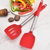 2pcs Food Grade Silicone Stir Fry Spatula Set Heat Resistant Not Deform Steak Spatula with Hanging Hole Stainless Steel Handle