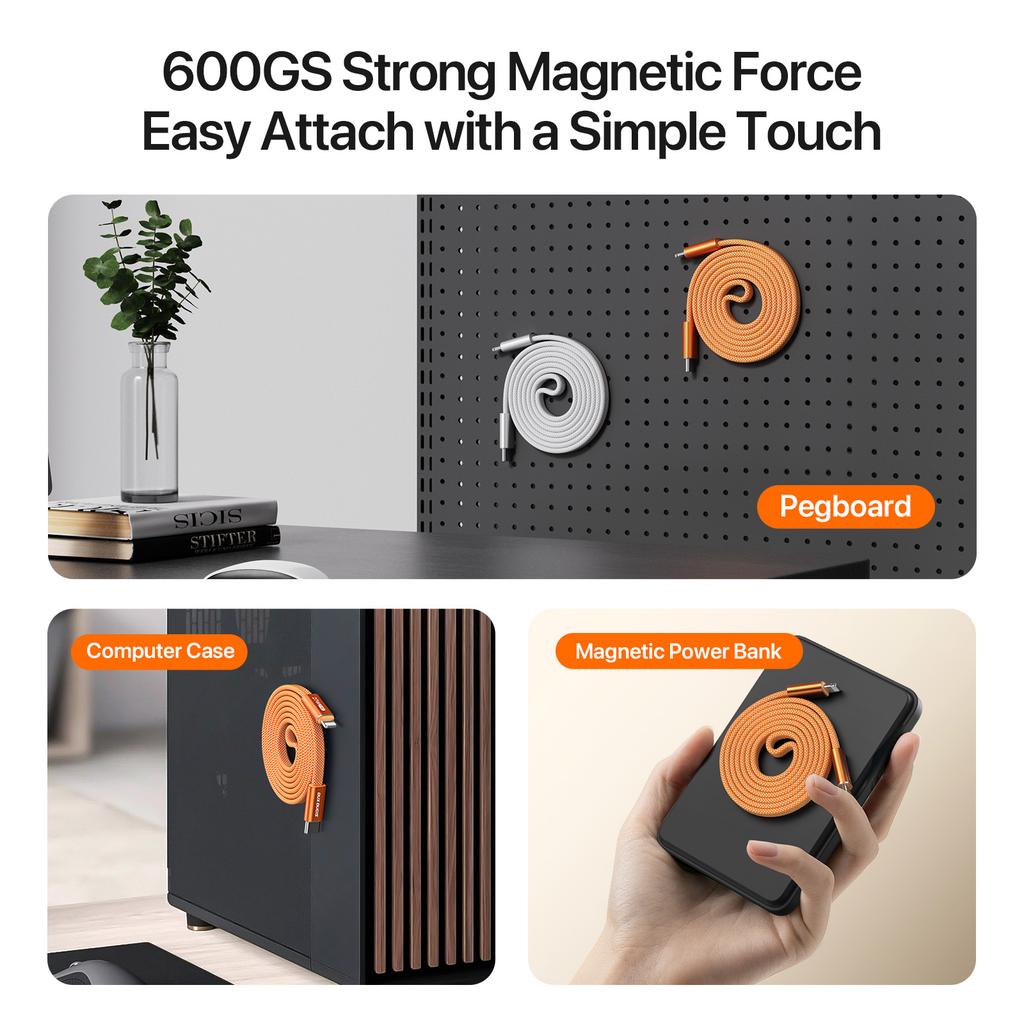 27W USB-C To Lighting 1m DUX DUCIS AUTO Series 27W USB-C To Lightning 1m Aluminum-Alloy Magnetic Coiled Cable