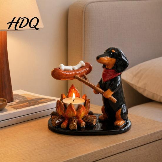 Campfire Candle Holder Animal Tealight Holder Durable Resin with Cat Cute Fox