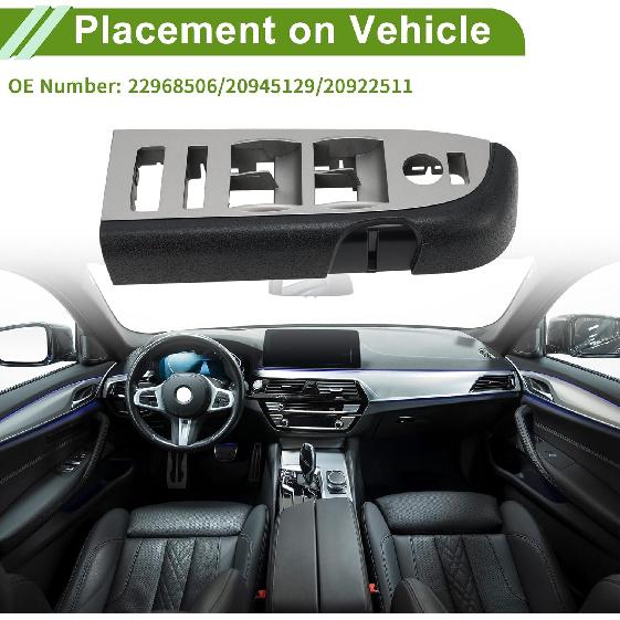 1 Pc Front Left Side No.22968506 Door Control Switch Panel Trim for Chevy Silverado 1500 2010-2013 Plastic Gray Black