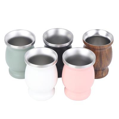 Yerba Mate Cup 304 Stainless Steel 8Oz Argentine Yerba Mate Gourd With Bombillas