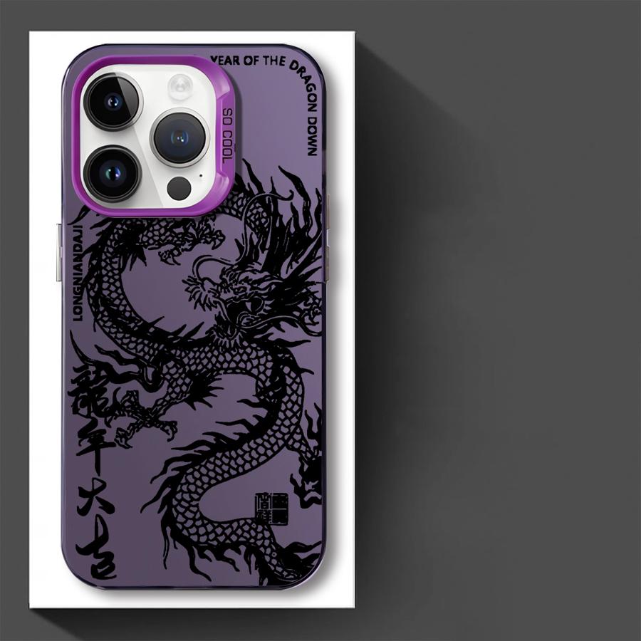 Phone Case for iPhone 17 Air 11 12 13 Pro Max 14 15 16 Plus 16e Soft Shell Fashion Totem Dragon