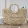 MOON Straw Handbags Women Summer Beach Bag Rattan Bag Handmade Vintage Woven Handbag For Women bolsa femme