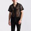 Men's Mesh Lace Knit Short Sleeve Shirt Hollow-Out Dance Perspective Shirts Summer Streetwear Nightclub Disco Performance Tops