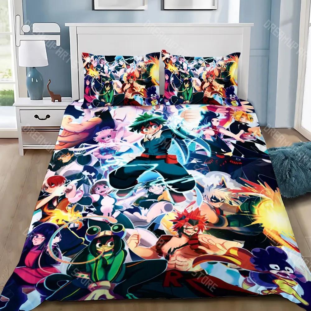 Мультяшная пододеяльник Наволочка Постельное белье My Hero Academia Набор для взрослых Мальчик Девочка Украшение спальни Детский подарок Односпальный Двуспальный Размер