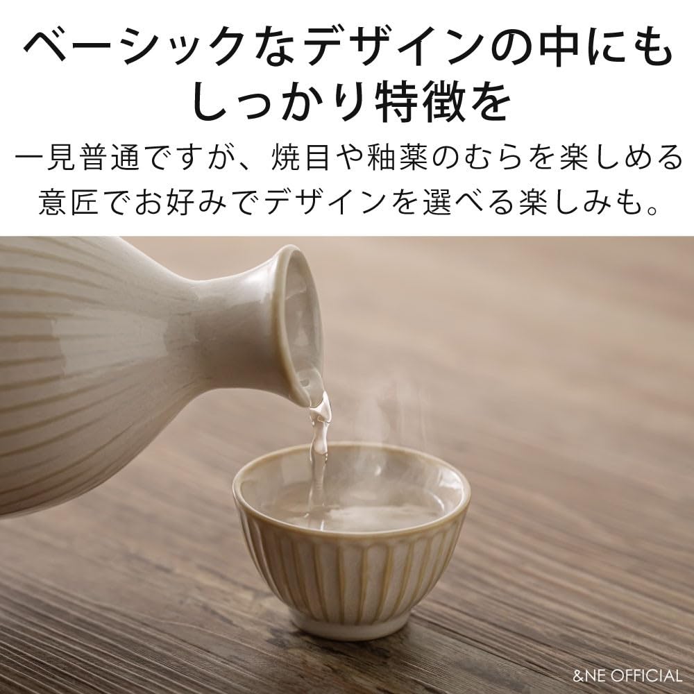 Mino Ware Tokkuri and Ochoko Hare To Approximate Capacity Made In Microwave and Dishwasher For Hot or Cold 1 Go &NE Set, Shironeri, Ke, 250ml, Japan,