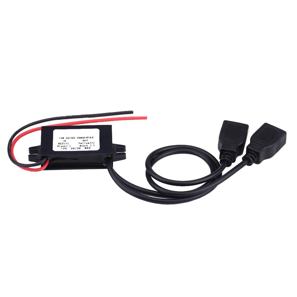 3A DC 12V to DC 5V Dual USB Charger Adapter Converter Module for Car Motorcycle Phone Charge
