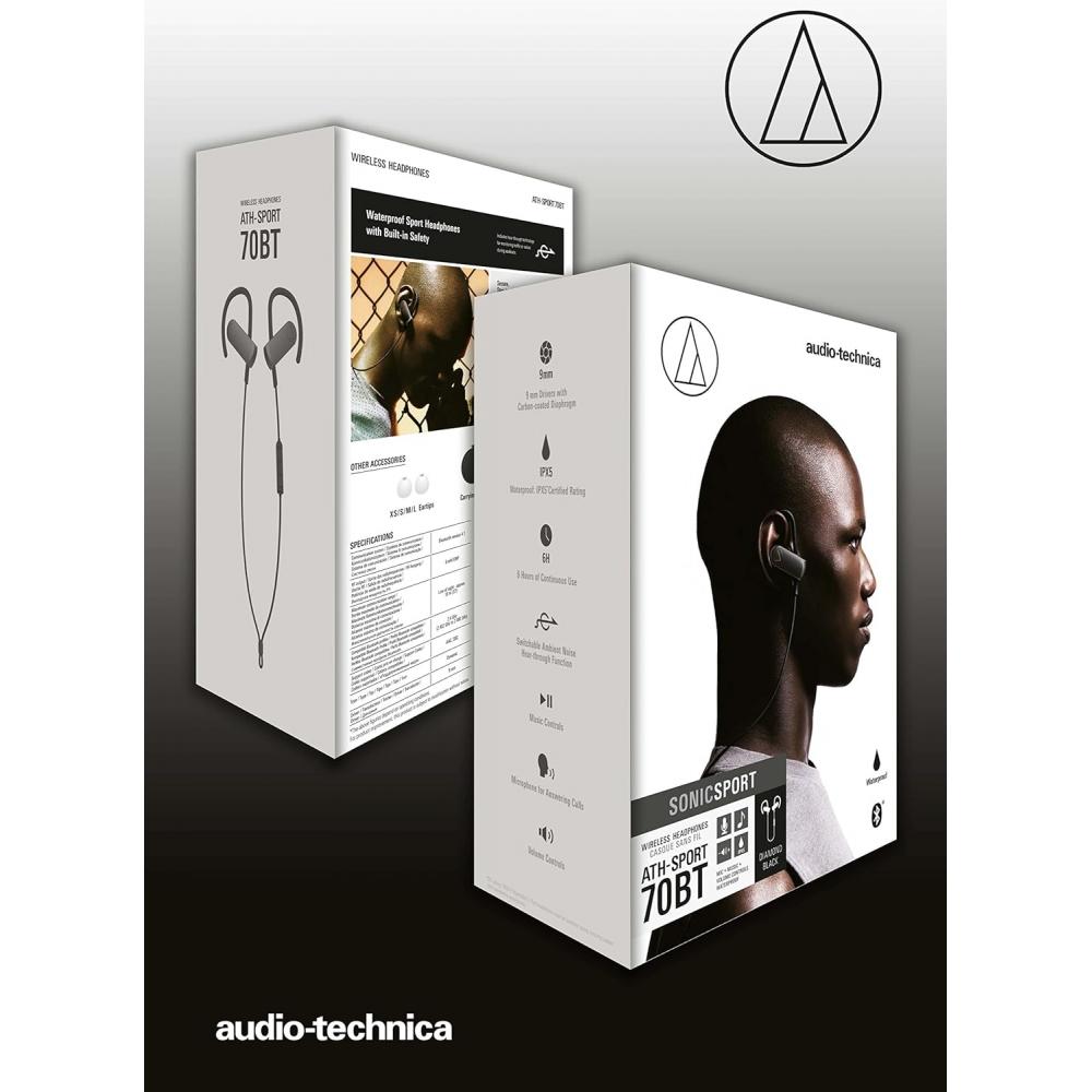 Audio Technica Ath Sport70btbk Sonicsport Bluetooth Wireless In Ear Headphones Black Black