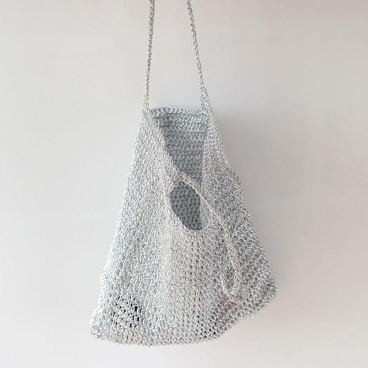 530M Featured Silver Crochet Yarn Braided Wire Silver Core-yarn Colourful Metallic Kniting Thread Diy Crochet Bag Fancy Yarn