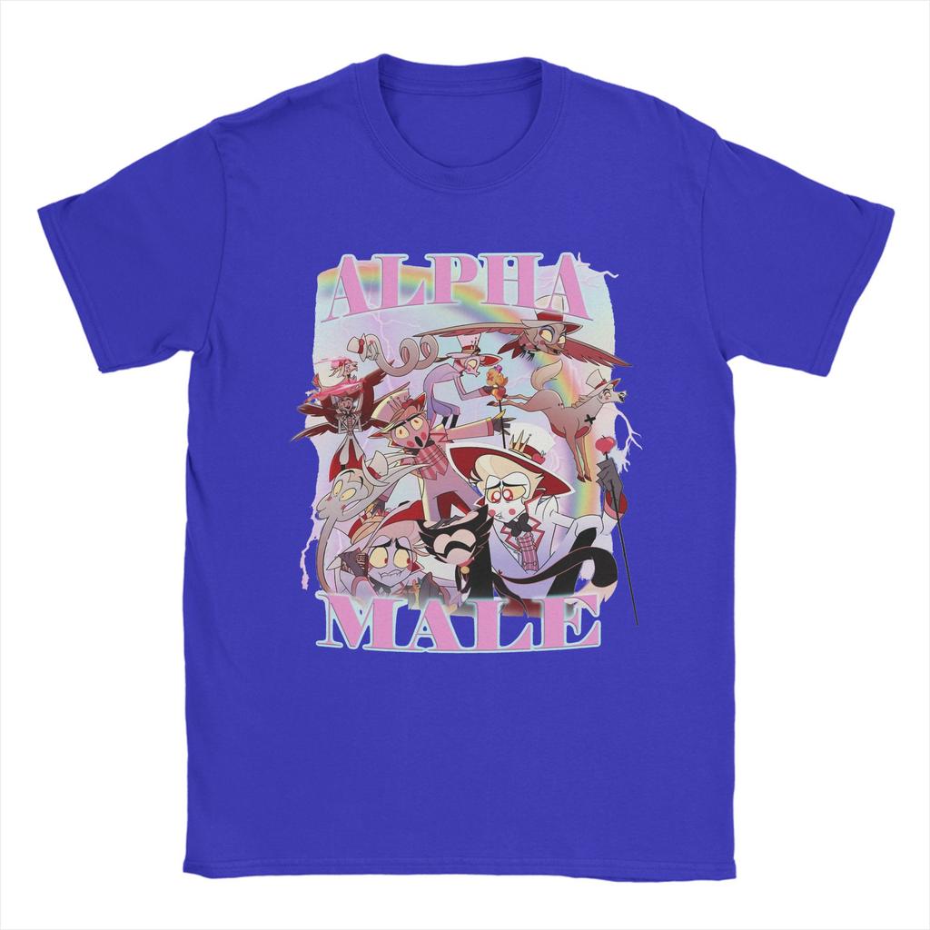 Herr Lucifer Manlig Hazbins Hotels T-shirt Kläder i ren bomull Fantastisk Kortärmad Rundhals T-shirt 4XL 5XL T-shirts