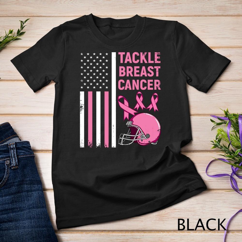 

Tackle Breast Cancer US Flag Football Helmet Pink Ribbon Unisex T-shirt 3XL