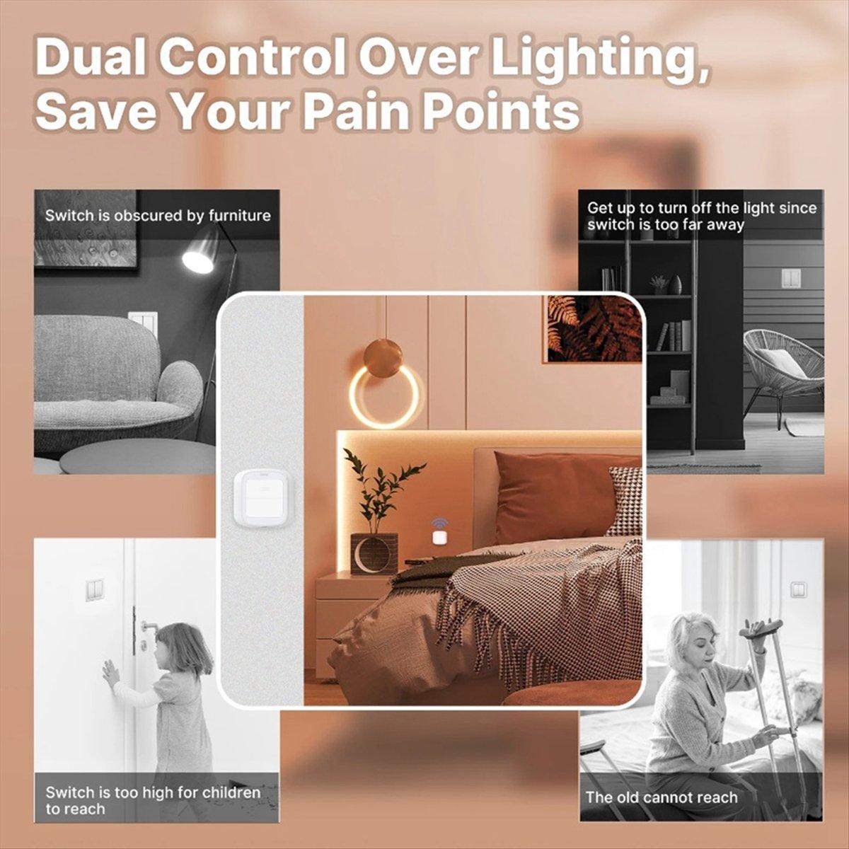Tuya WiFi Button Scene Switch Wireless Smart Light Wall Switch Low Power Consumption No Wiring for One Tap to Run China Mainland