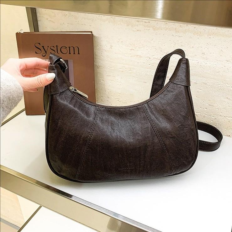 Pu Retro European Style Small Shoulder Bag With Zipper Closure For Daily Use