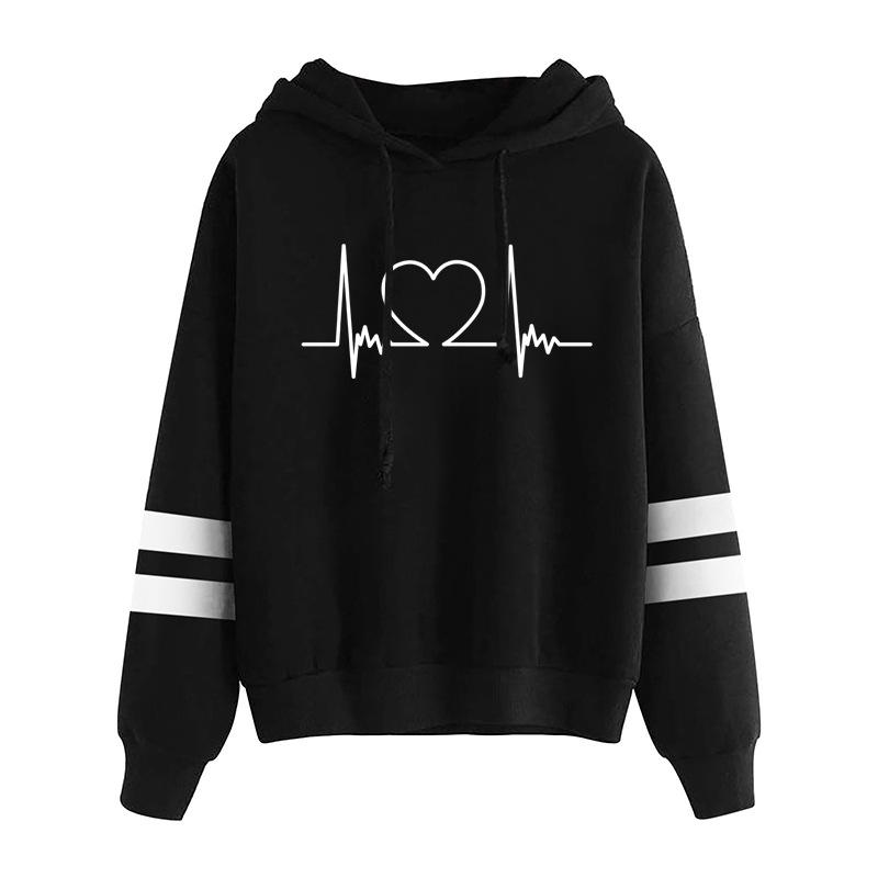 Autumn and Winter Long Sleeved Love Printed Hooded Sweatshirt 6993