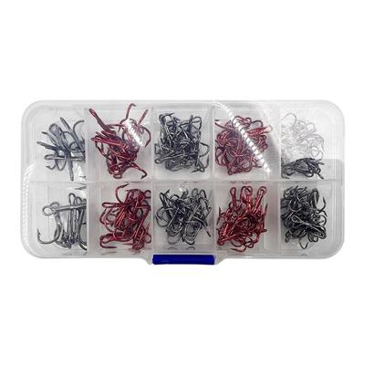 130pcs Professional Fishing Hook Set Treble Hooks Set Round Bend Hooks Freshwater Saltwater Fishing Tackle Accessories