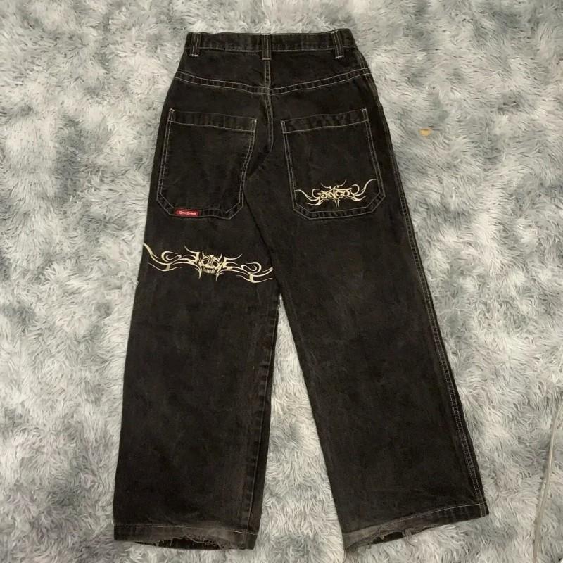 Jeans da Uomo Vestibilità Rilassata Y2K Harajuku Hip Hop Vintage Lavati Denim Gamba Dritta Pantaloni Casual