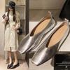 Women's Loafers Genuine Leather Luxury Shoes Sss Grade Silver Heels Gold Pumps Square Toe Elegant Mary Janes Shoes For Women
