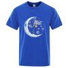 Summer Men T-shirt Cotton Blend Casual Funny Astronaut Design Print Loose O-neck T Shirt for Men Short Sleeve Male T-shirt Tees