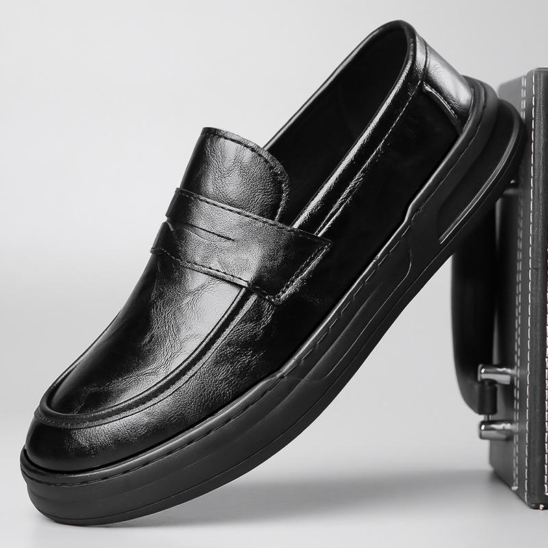 

Men s shoes 2025 summer new leather Doudou shoes business casual Le Fu leather shoes men s versatile dress casual leather shoes 46