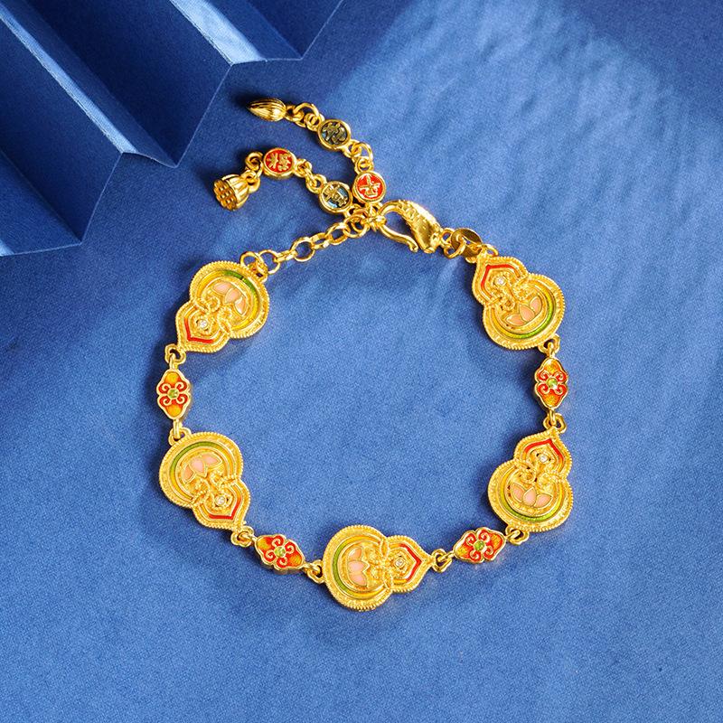 Enamel National Trend Element Oil Dripping Pattern Gourd Brand Bracelet Light Luxury Bracelet