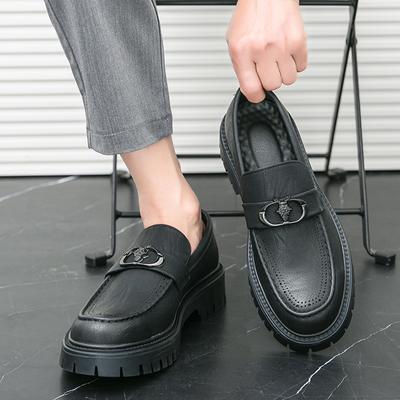 Italian High-End Leather Slip-On Shoes Mens Business Dress Square Toe British Slip-On Formal Casual Loafer Oxford Shoes Wedding