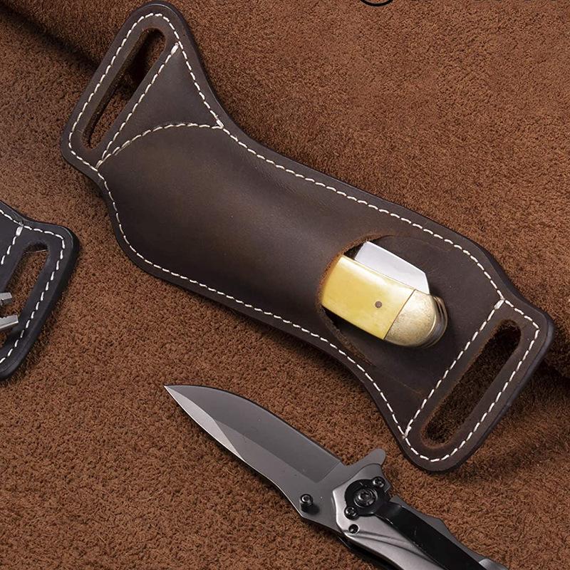 Funda de Cuero Plegable para Cinturones Funda para Cuchillo Bolsa para Guardar Cuchillos Estuche Protector Bolsa para Herramientas Múltiples