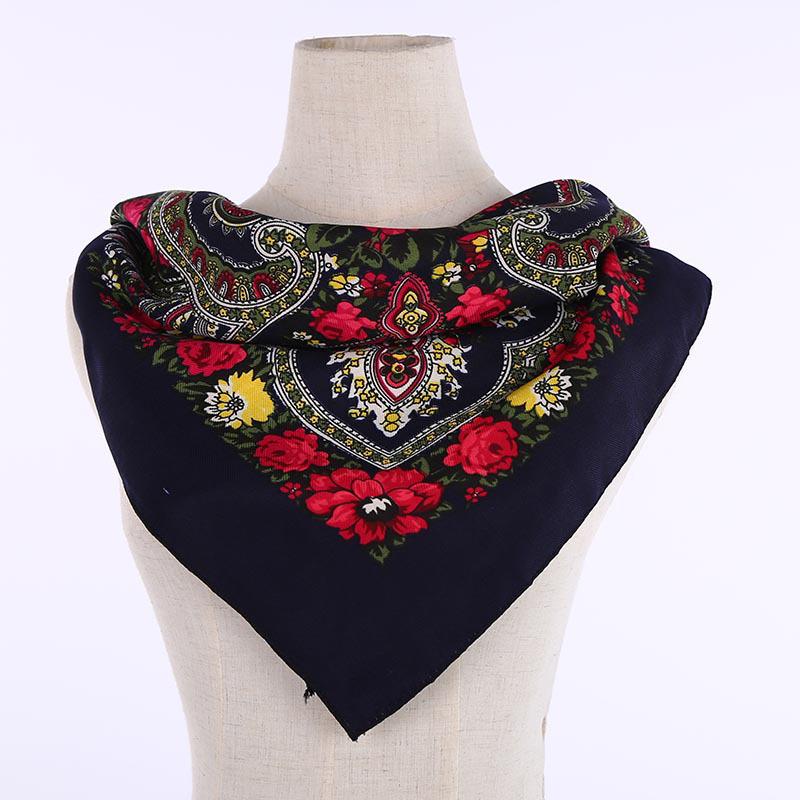 A041 Ethnic Printed Square Scarf - Winter/Autumn Headscarf Gauze