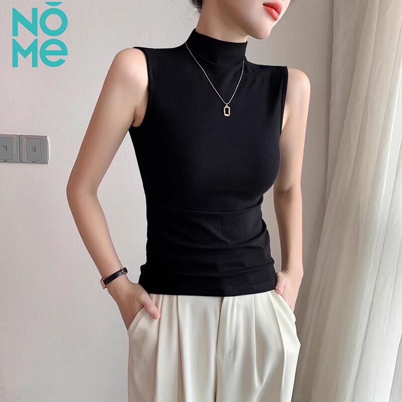 Женский рубчатый топ-майка с воротником-стойкой NOME M
