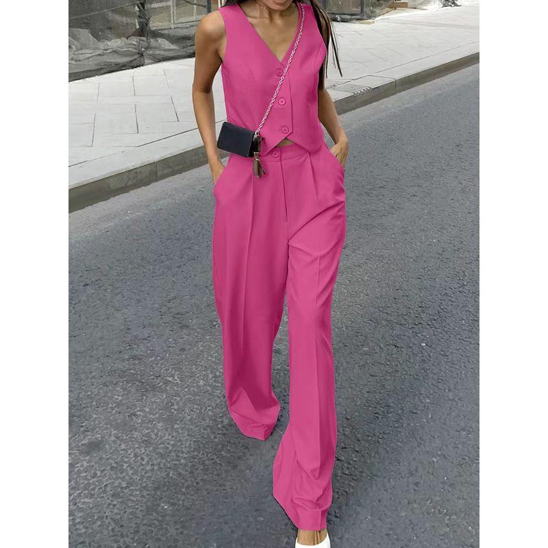 Fashion Wind Fashion New Arrival V-neck Sleeveless Vest Pants Two-piece Set V-Neck Vest and Pants Set