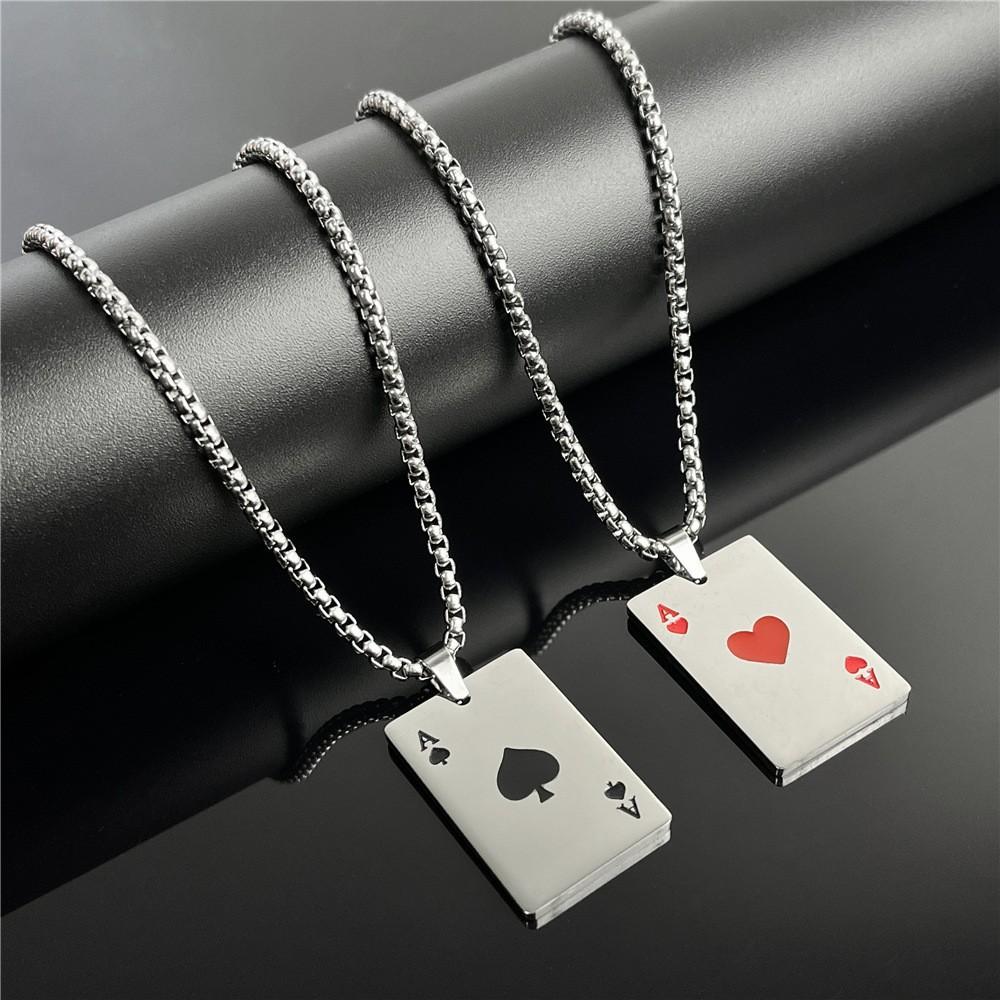 Hip Hop Poker Pik Ass Herz Ass Männer und Frauen Partner Halskette Schlüsselanhänger Schmuck