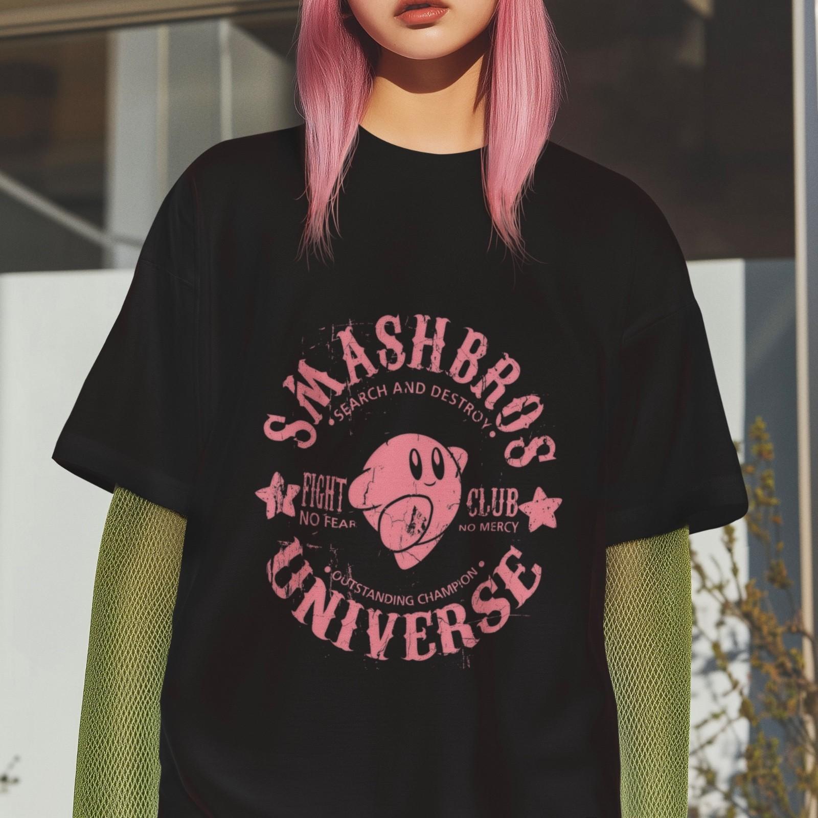 SmashBros Universe T-Shirt Retro Game Graphic Tee Kirby Fighter Unisex Casual XXXL
