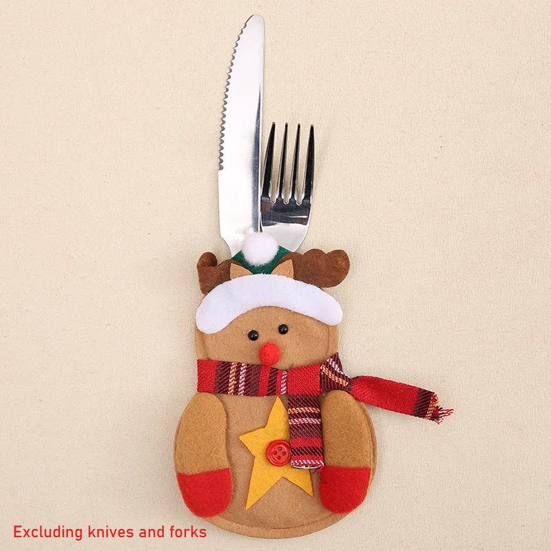 Christmas Cutlery Cover Santa Claus Knife and Fork Protective Cover Cloth Art Knife and Fork Set Decor for Xmas Dining Table
