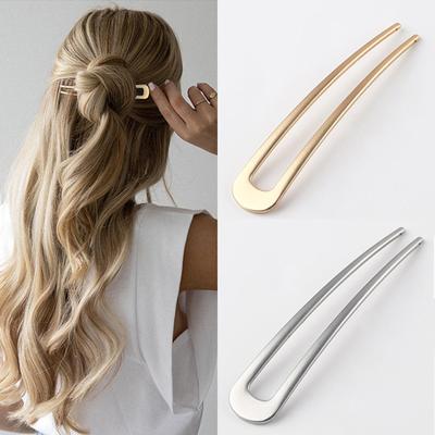 Eenvoudige U-vormige haarspelden voor vrouwen meisjes haarstokjes bruid haarstyling accessoires goudkleur metalen haarspelden barrettes