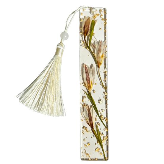 DYS Real Flower Resin Bookmark, 12 Months Dried Page Marker, Handmade Pressed Bookmark for Readers, Gift Book Lovers