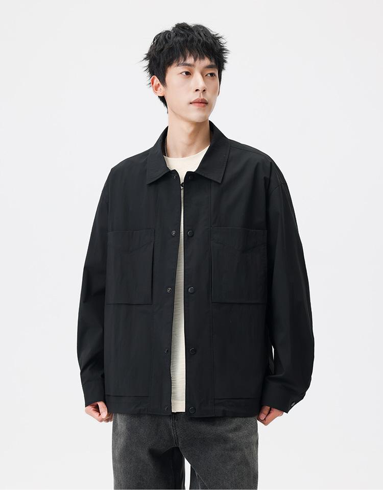 Workwear Style Shirt Jacket for Men, Spring and Autumn Loose Casual Jacket