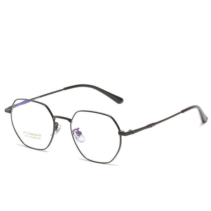 Unisex Polygonal Titanium Eyeglass Frame for High Prescription Myopia with Anti-Blue Light (Model 2275)