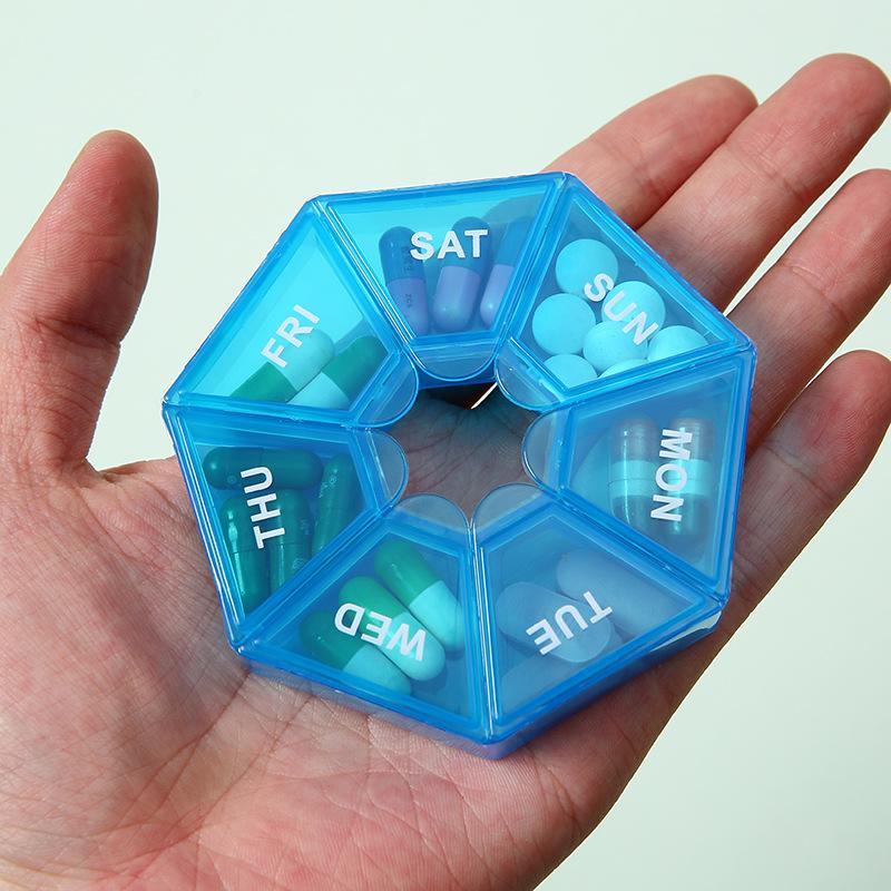 7 Days Pill Storage Box Mini Travel Portable Medicine Dispenser Multifunction Plastic Seven Compartment Sealer Box