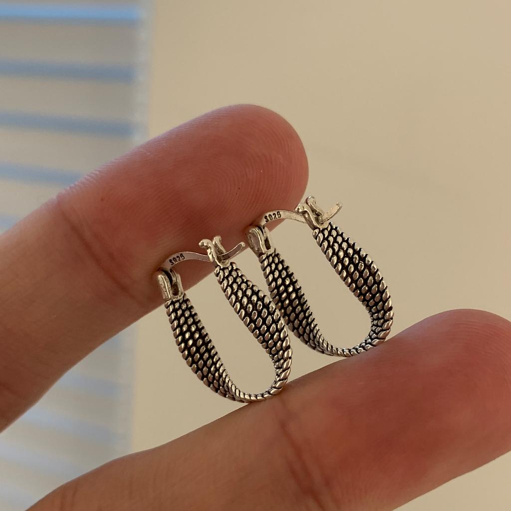 VENTFILLE Vintage Punk 925 Stamp Earrings for Women Girl Creative Twist Winding Geometric Handmade Party Silver Color Jewelry