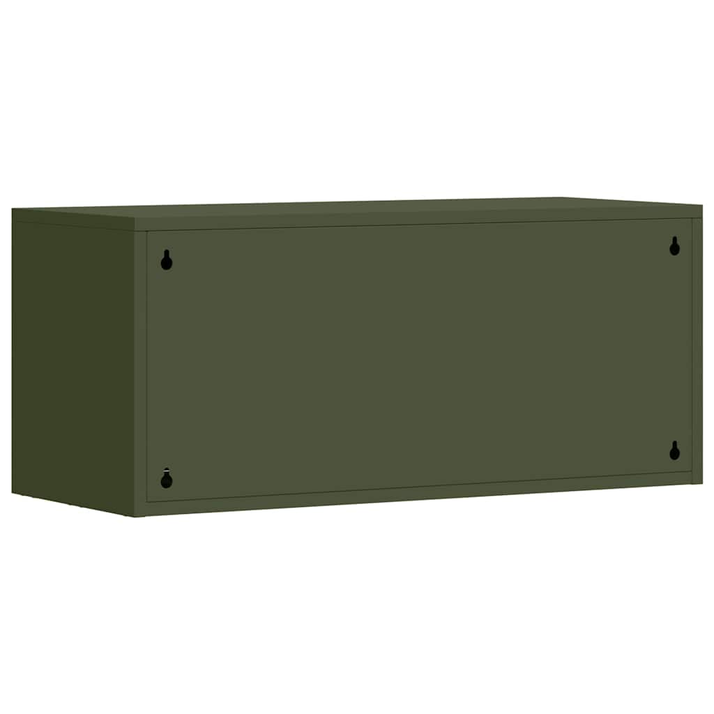 Wall Mounted Garage Cabinet with Gas Spring Door Olive Green