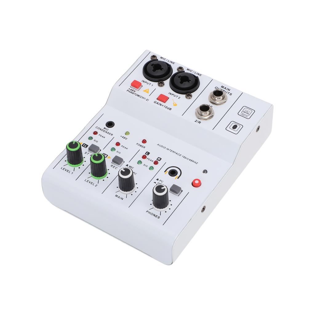 2 Channel Sound Mixer DJ Controller with Multiple Inputs   Power MP3   Output Independent Control Knobs Metal   for Recording Stage Perfor