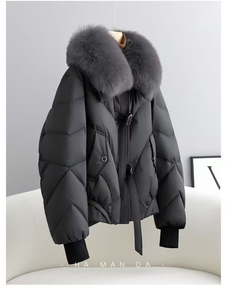 Big Fur Collar Down Cotton Coat Large Size Thickened Warm Jacket