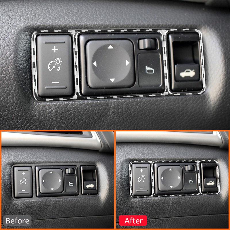 Für Nissan Sentra 2016- Zubehör Kohlefaser Auto Rückspiegel Bedienfeld Tasten Schalter Abdeckung Dekoration Aufkleber