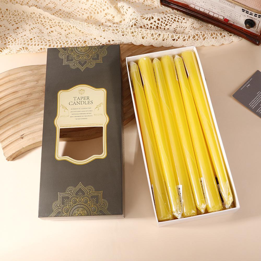 12-pack European Classic Colorful Long-stem Candles for Household Power Outage Emergency Taper-less Candles