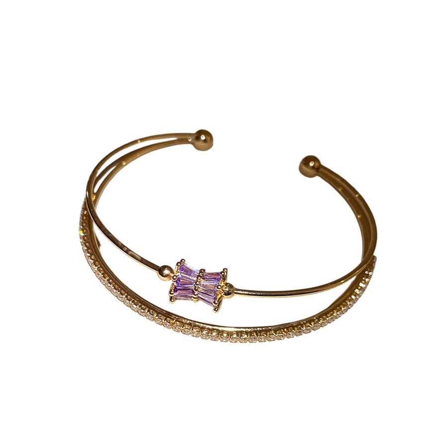 Zircon Round Open Bangle - High-End Light Luxury Women's Jewelry